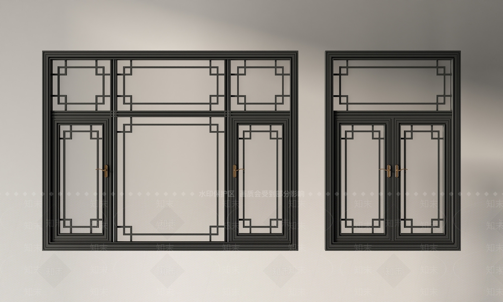中式新中式平开窗SU模型下载【ID:1191906572】