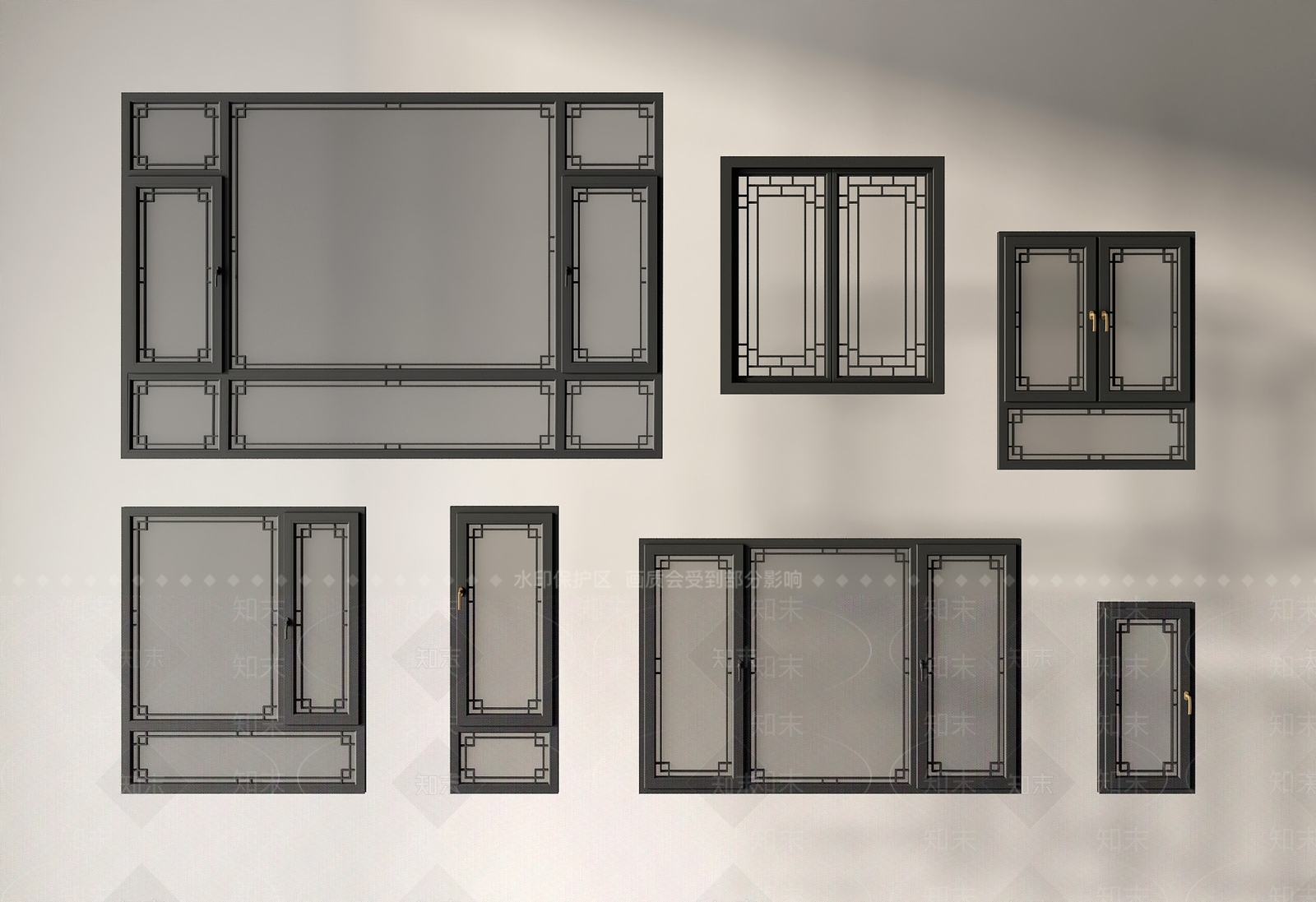 中式新中式窗户组合SU模型下载【ID:1191906958】