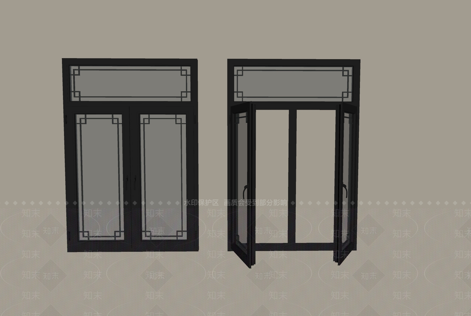中式新中式平开窗SU模型下载【ID:1191907348】