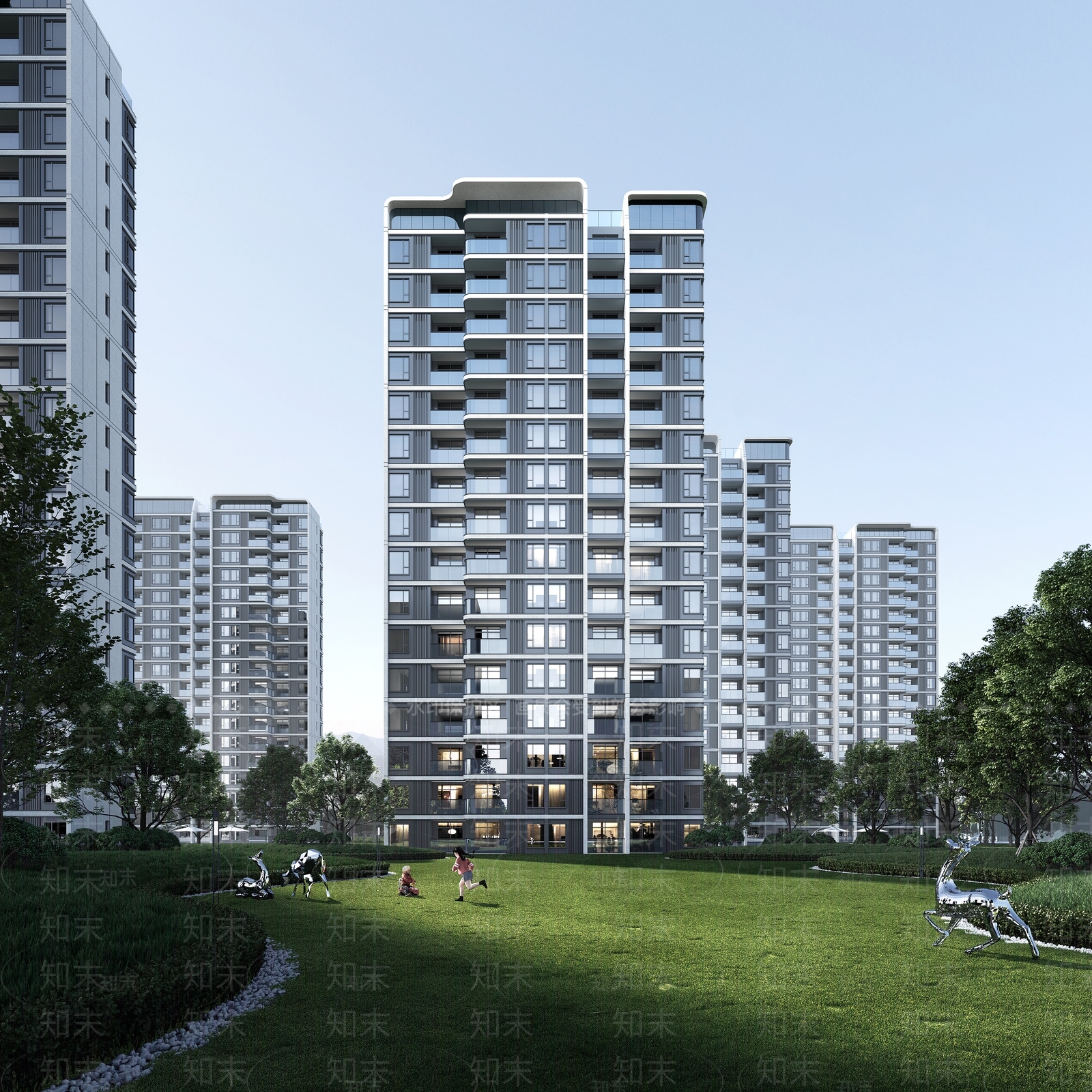 现代高层住宅3D模型下载【ID:1191909131】