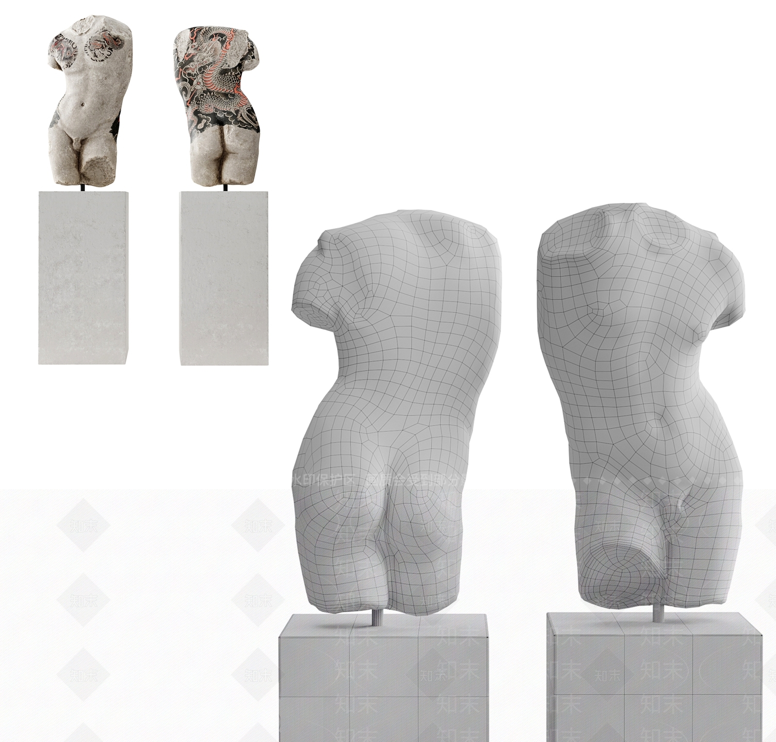 现代复古雕塑摆件3D模型下载【ID:1192018717】