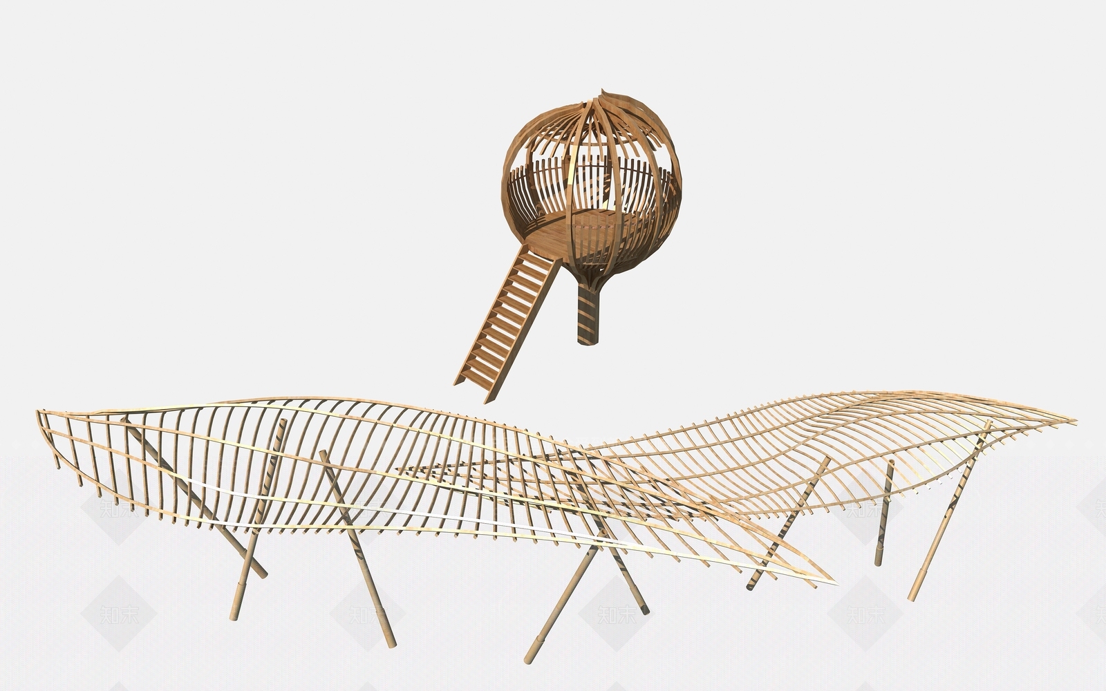 现代景观雕塑3D模型下载【ID:1191912347】