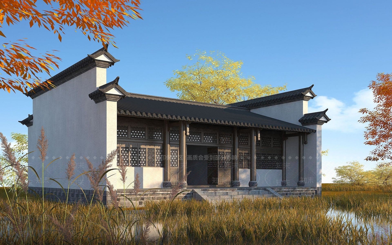 现代古建门楼3D模型下载【ID:1191913466】