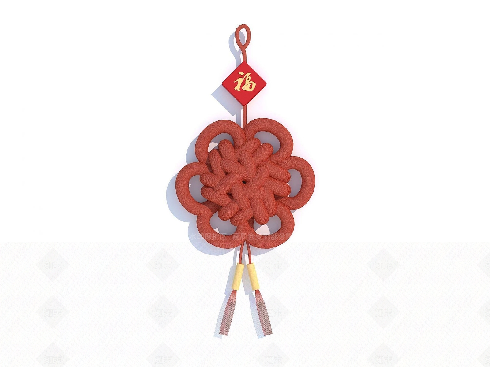 现代中国结福字挂件3D模型下载【ID:1191913585】