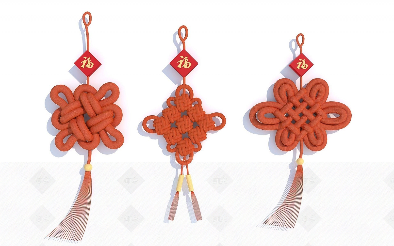 现代中国结福字挂件3D模型下载【ID:1191913615】