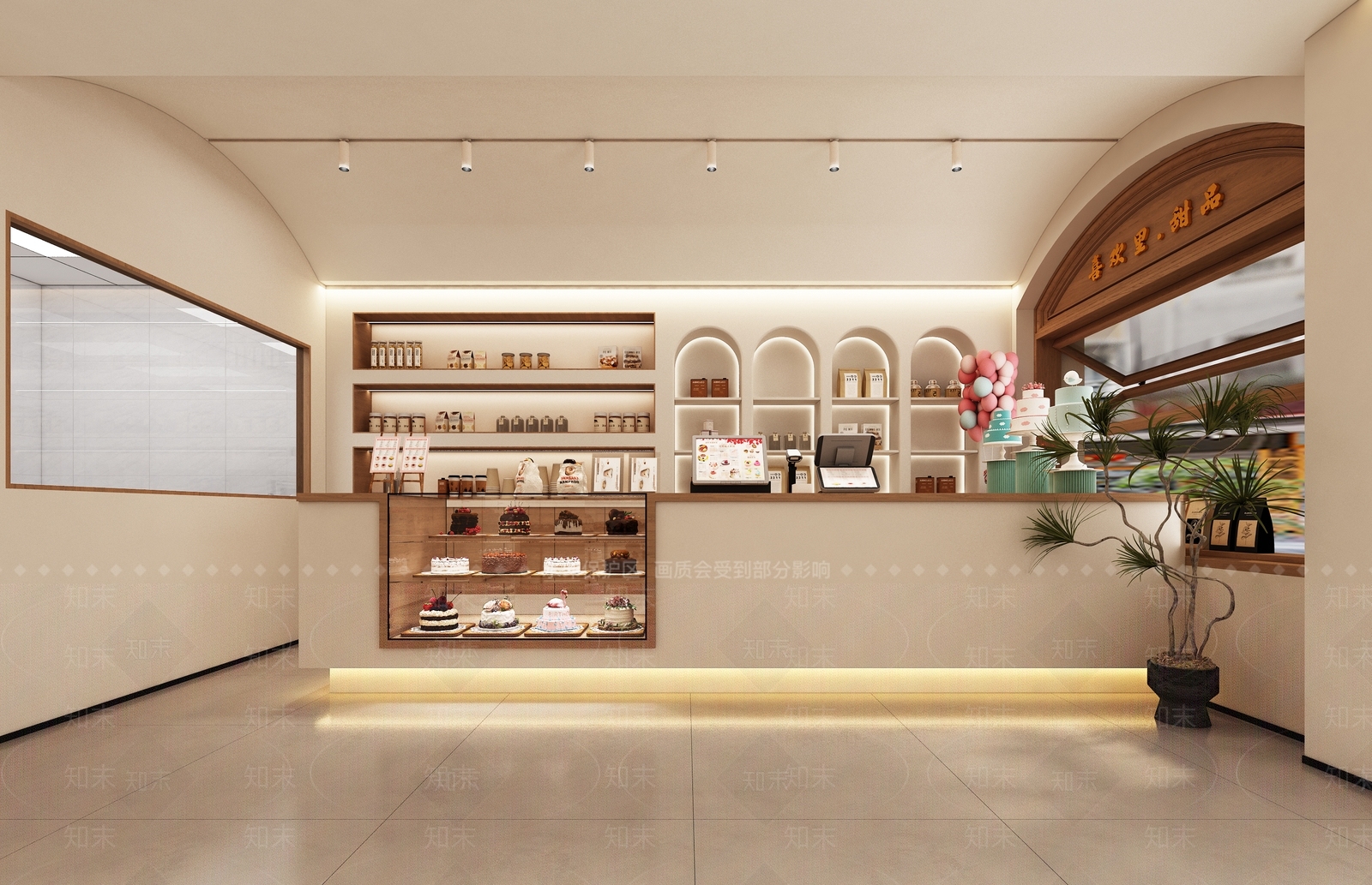 奶油简约甜品面包店3D模型下载【ID:1191914024】