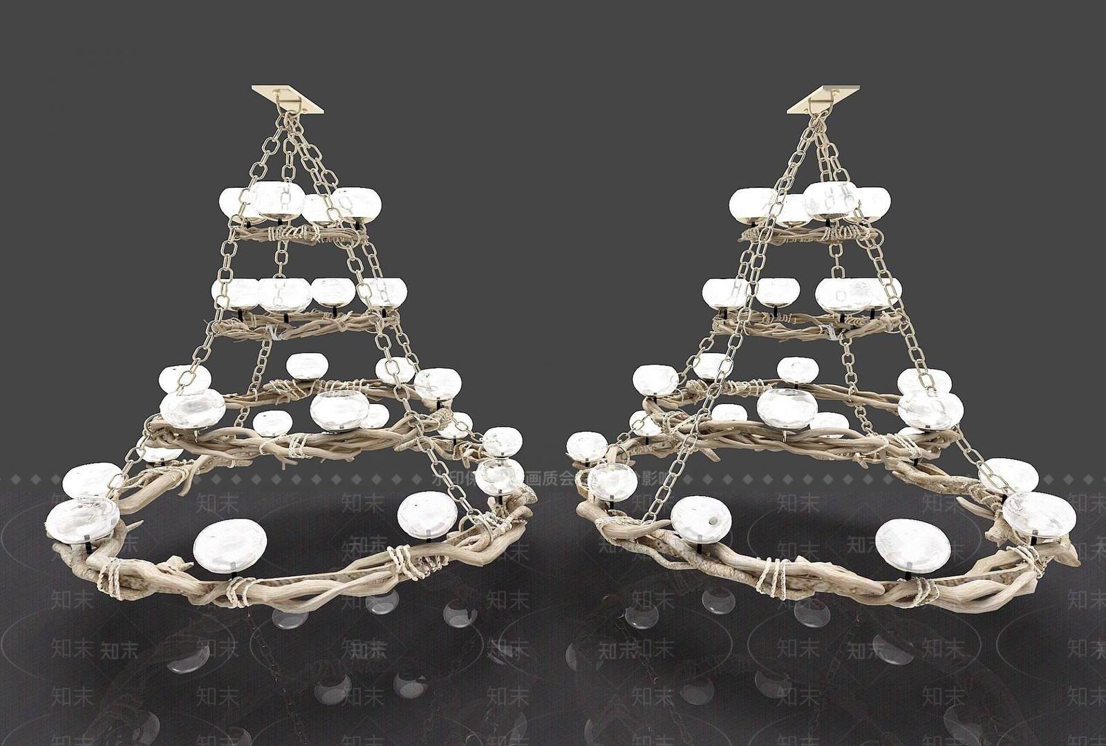 现代吊灯灯饰3D模型下载【ID:1191914568】