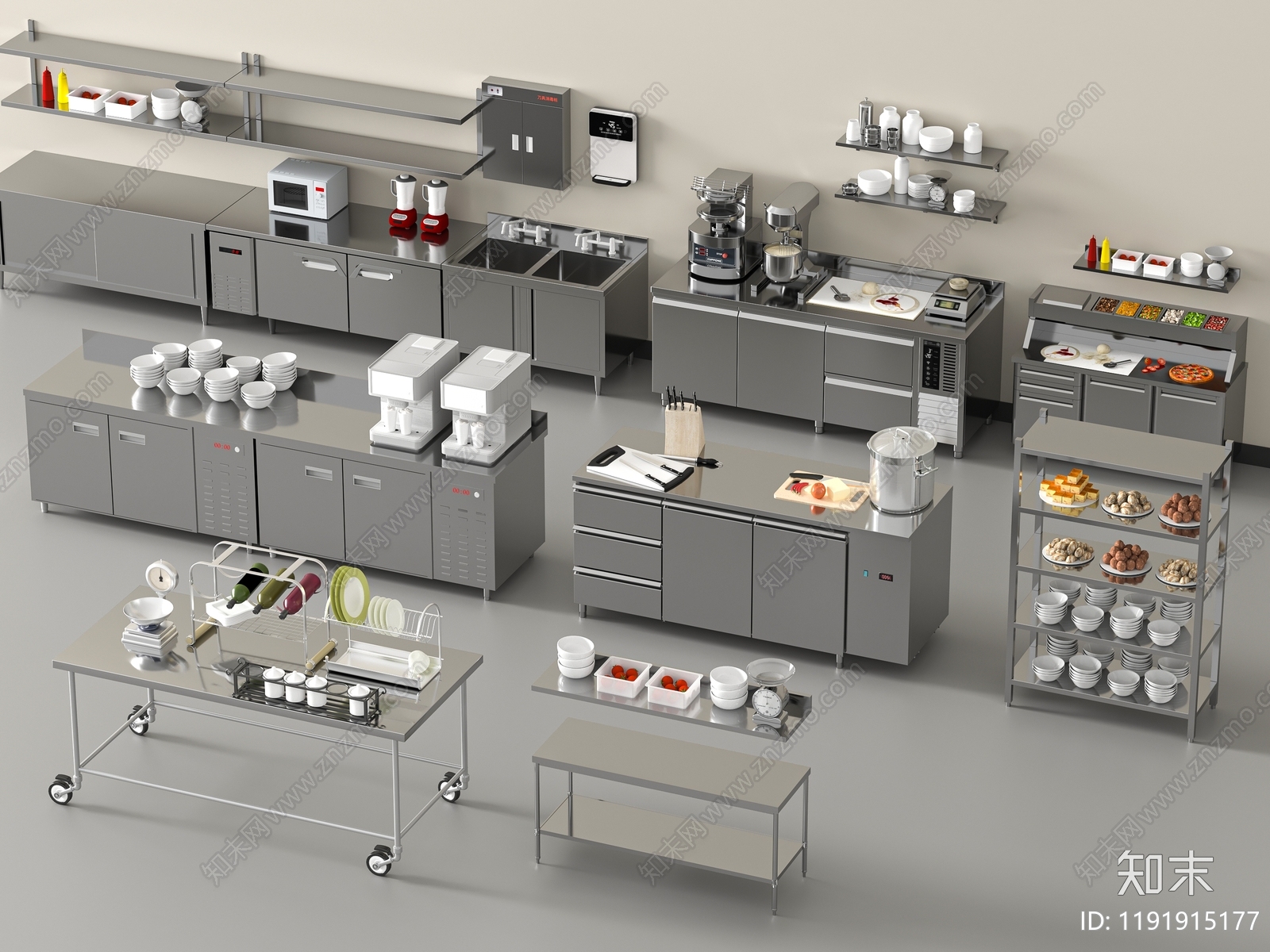 现代后厨3D模型下载【ID:1191915177】