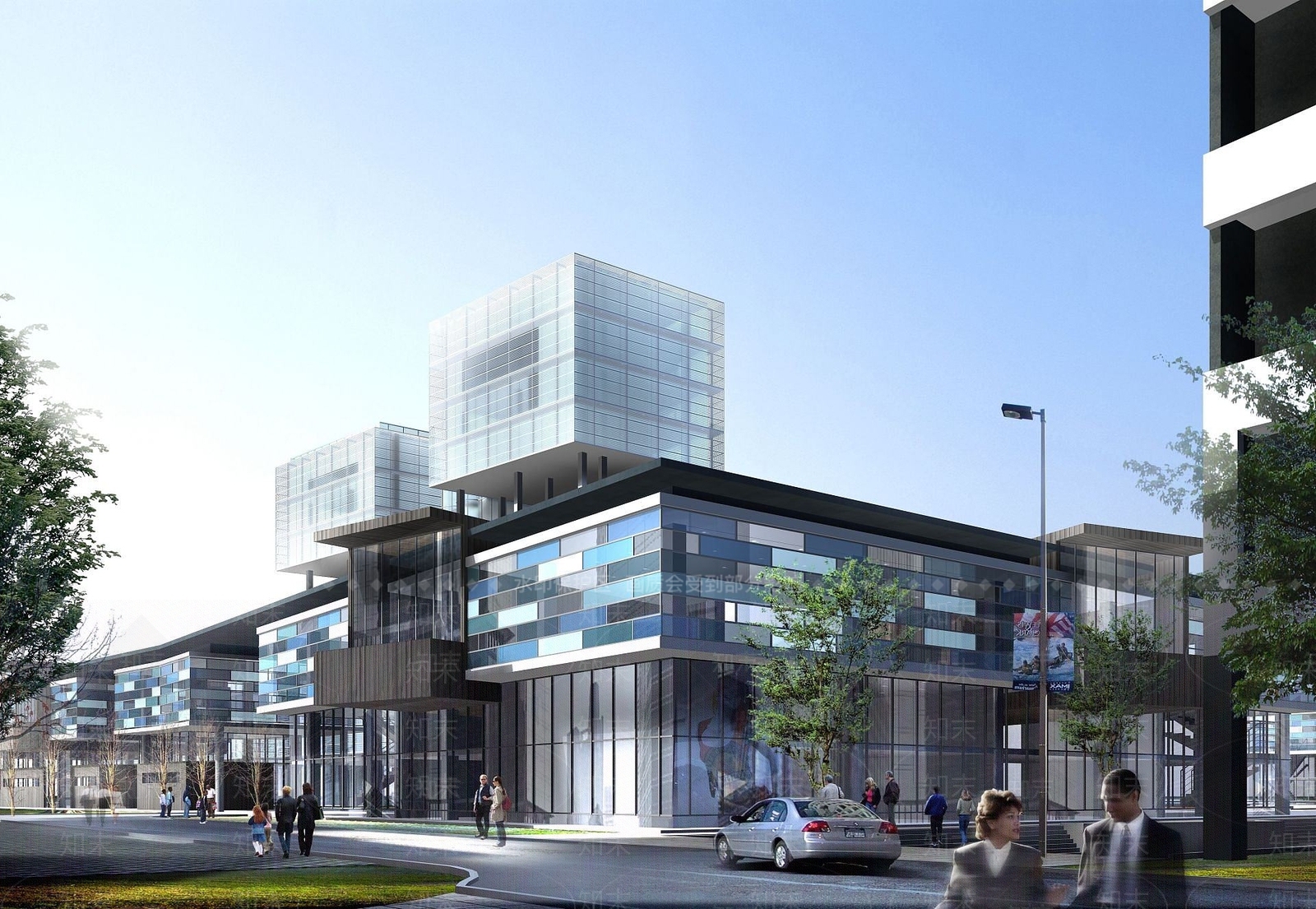 现代城市商业街3D模型下载【ID:1191915921】