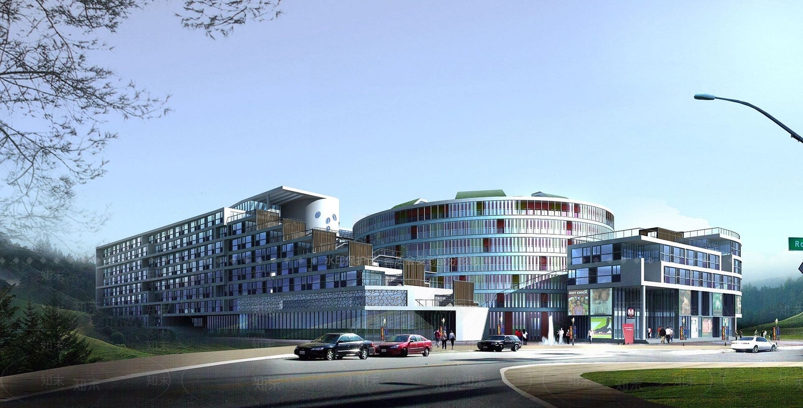 现代城市商业街3D模型下载【ID:1191916078】