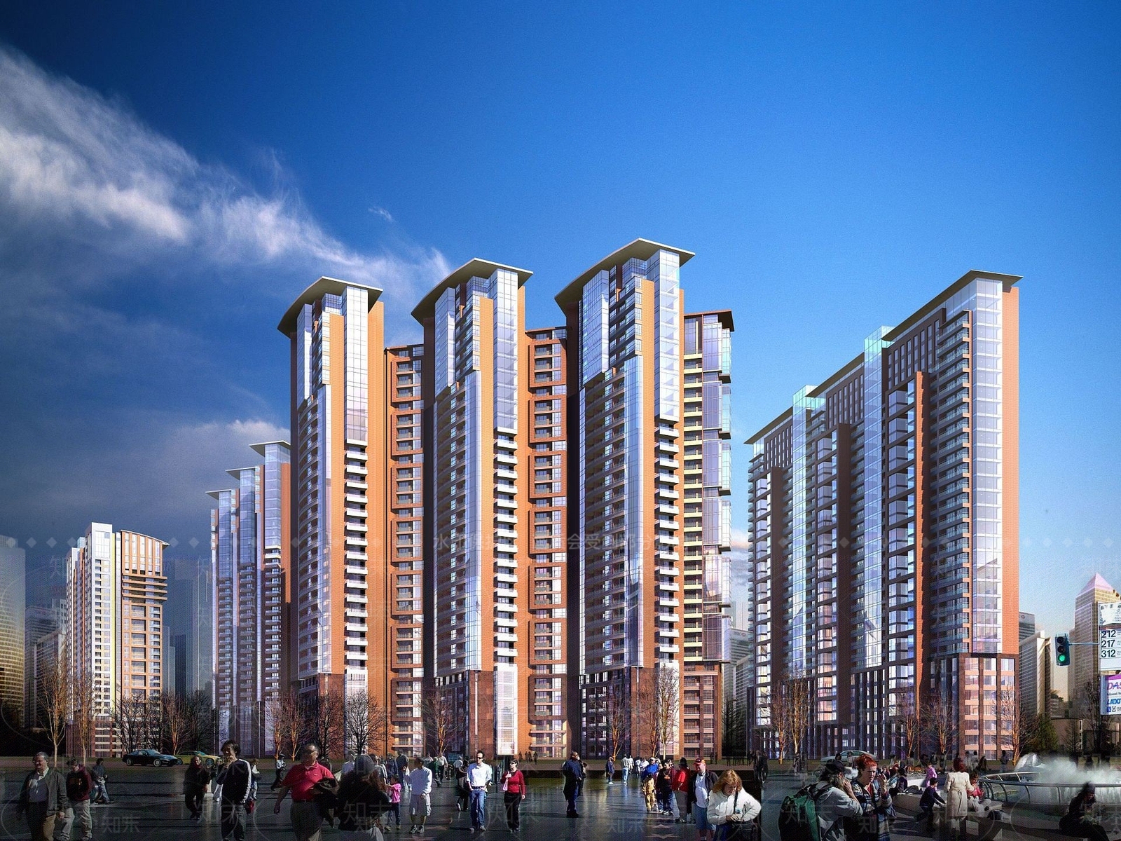 现代城市商业街3D模型下载【ID:1191916687】