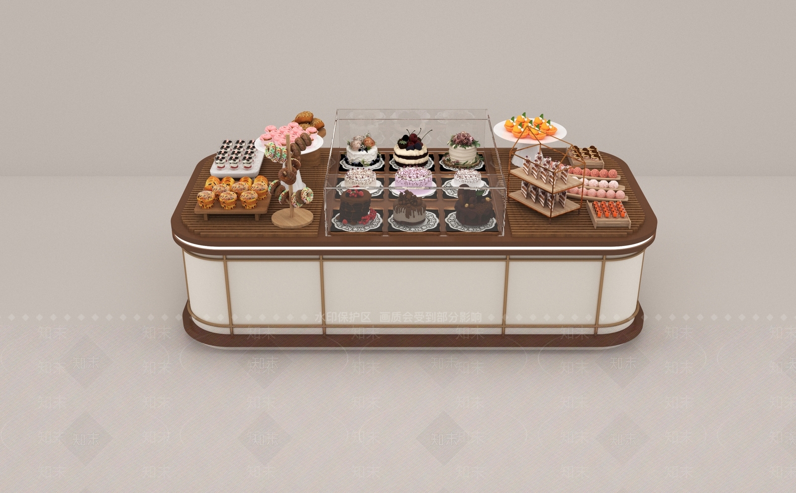 奶油简约美陈3D模型下载【ID:1191917559】