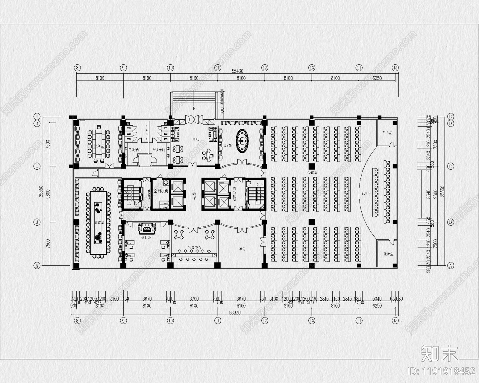 现代会议室cad施工图下载【ID:1191918452】