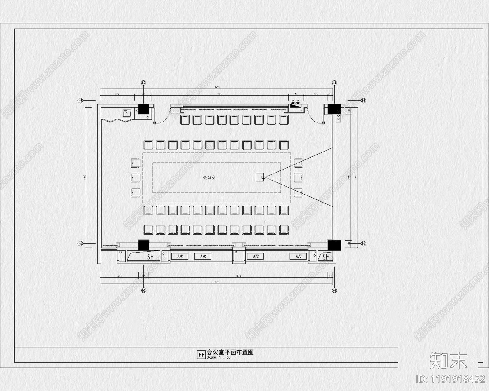 现代会议室cad施工图下载【ID:1191918452】