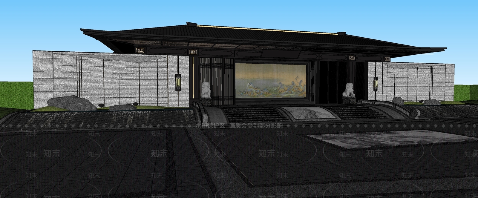 现代小区景观SU模型下载【ID:1191918330】