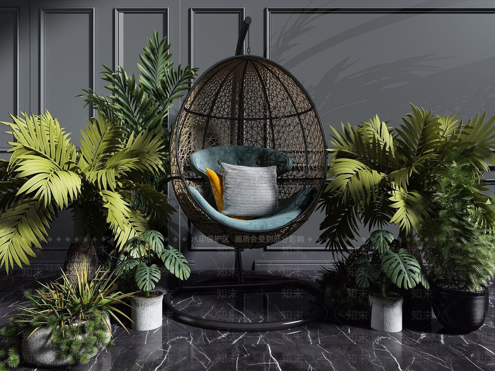 现代装饰植物3D模型下载【ID:1191919287】