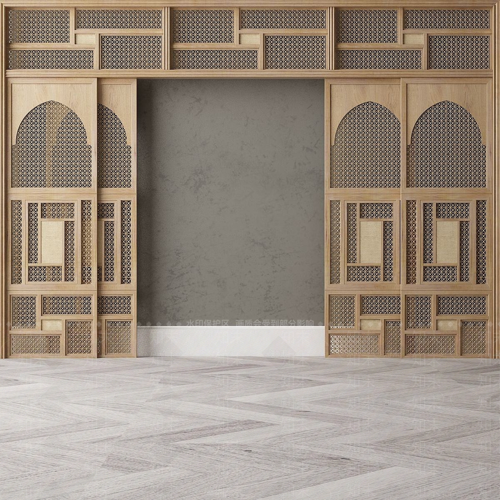 中式屏风隔断3D模型下载【ID:1191919530】