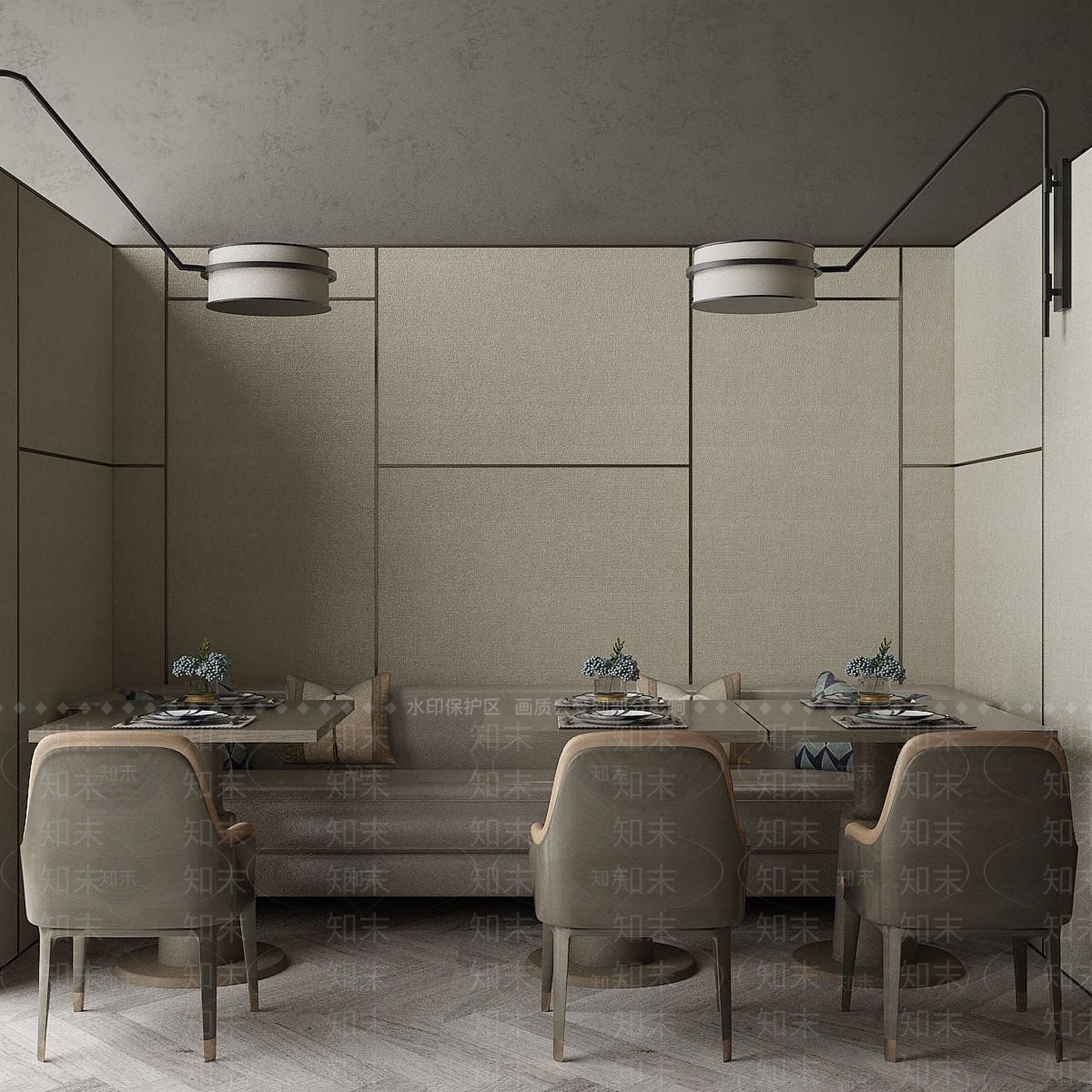 现代餐厅卡座3D模型下载【ID:1191920920】