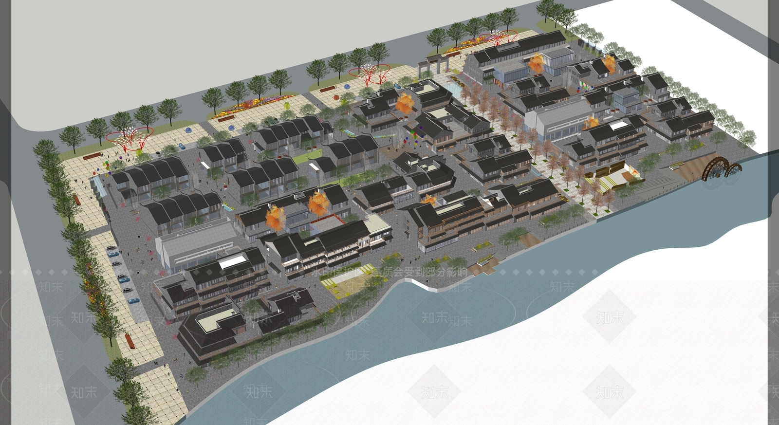 中式商业街SU模型下载【ID:1191921756】