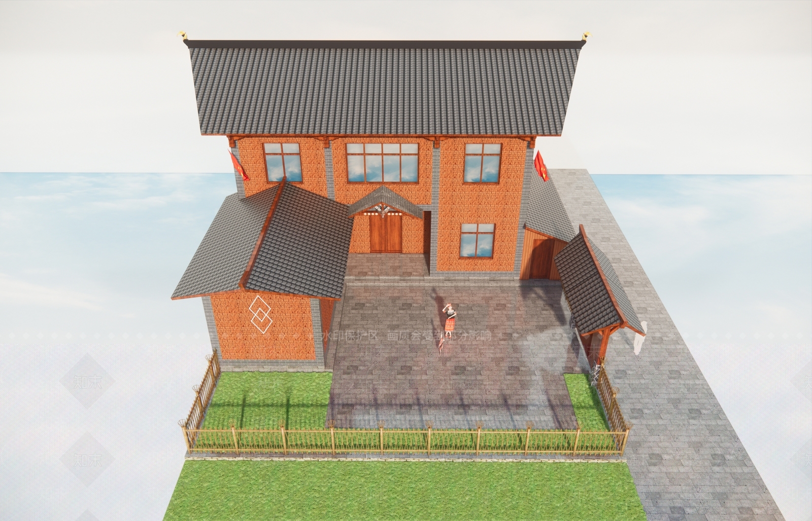 现代新中式别墅外观3D模型下载【ID:1191924275】