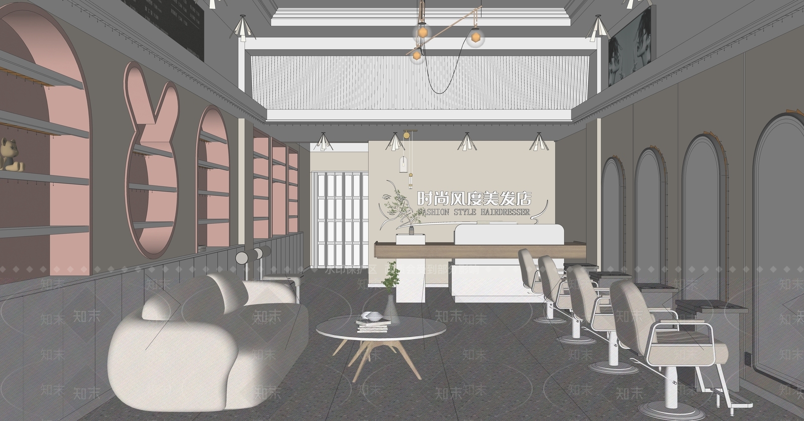 奶油美妆店SU模型下载【ID:1191929076】