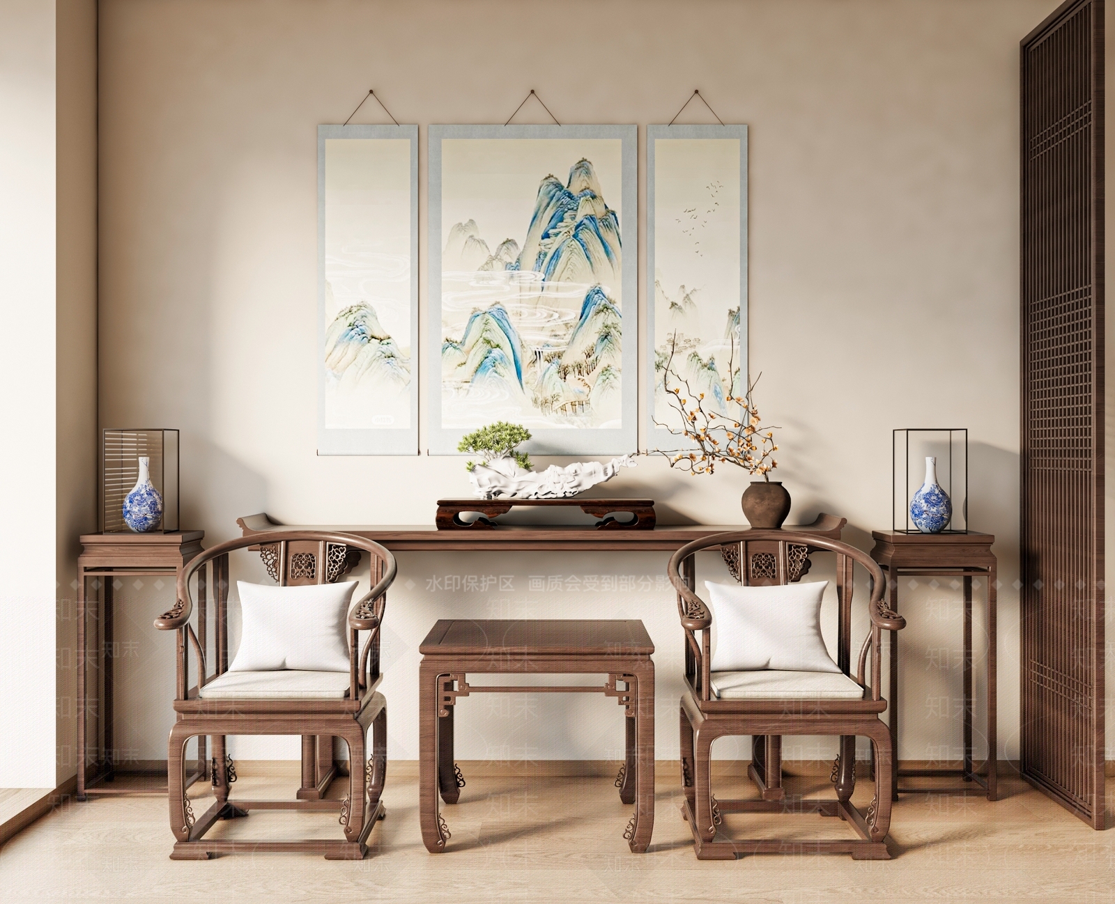 中式新中式其他桌椅3D模型下载【ID:1191931970】