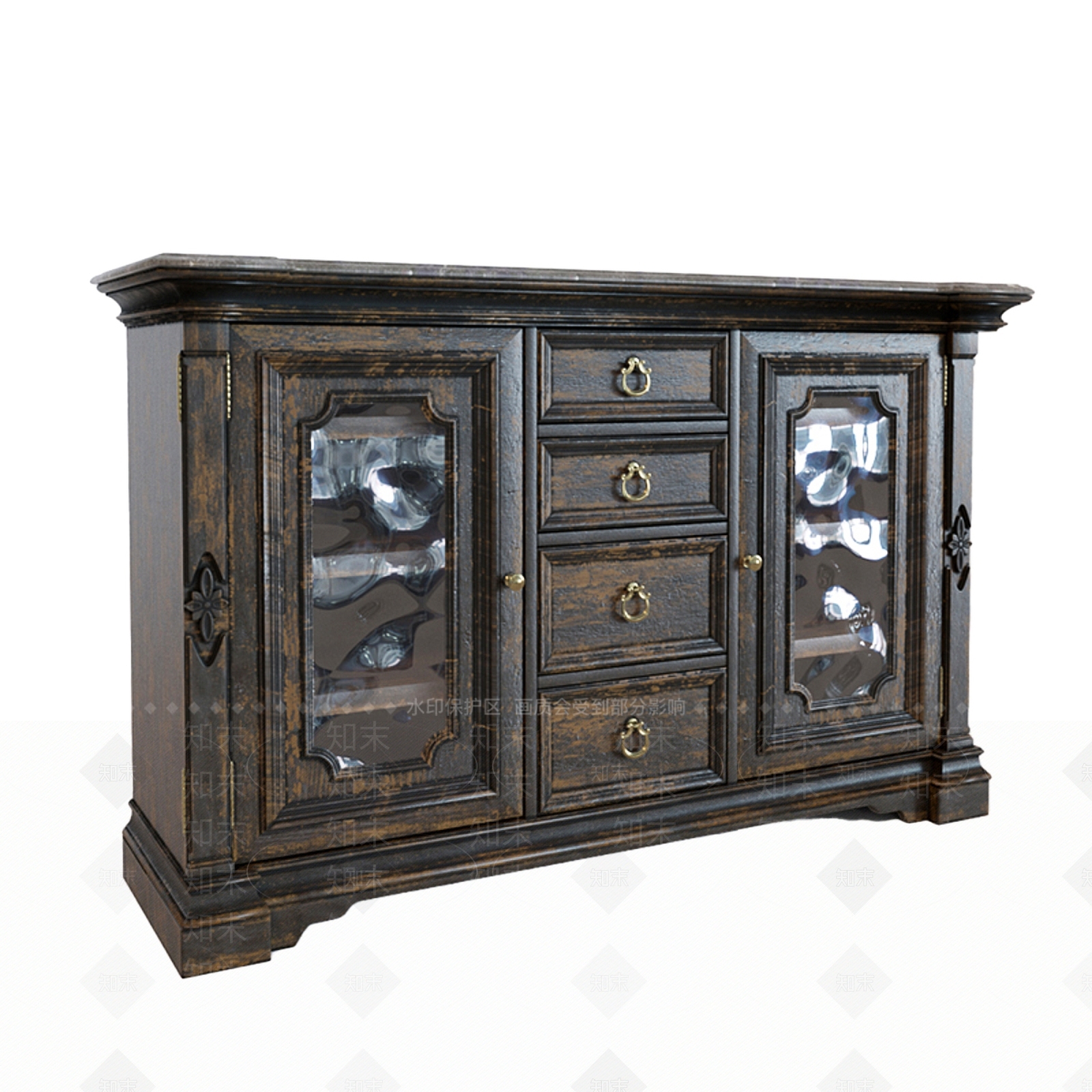 中古复古餐边柜3D模型下载【ID:1191935450】