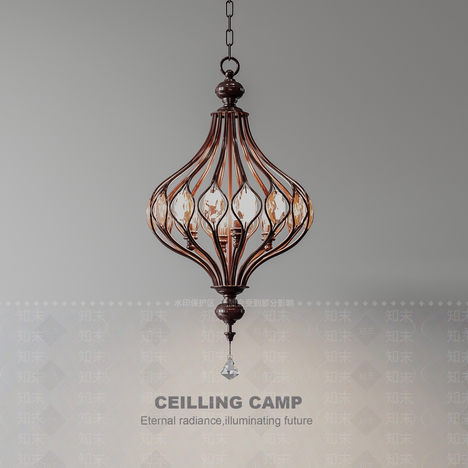 美式复古餐厅吊灯3D模型下载【ID:1191937055】