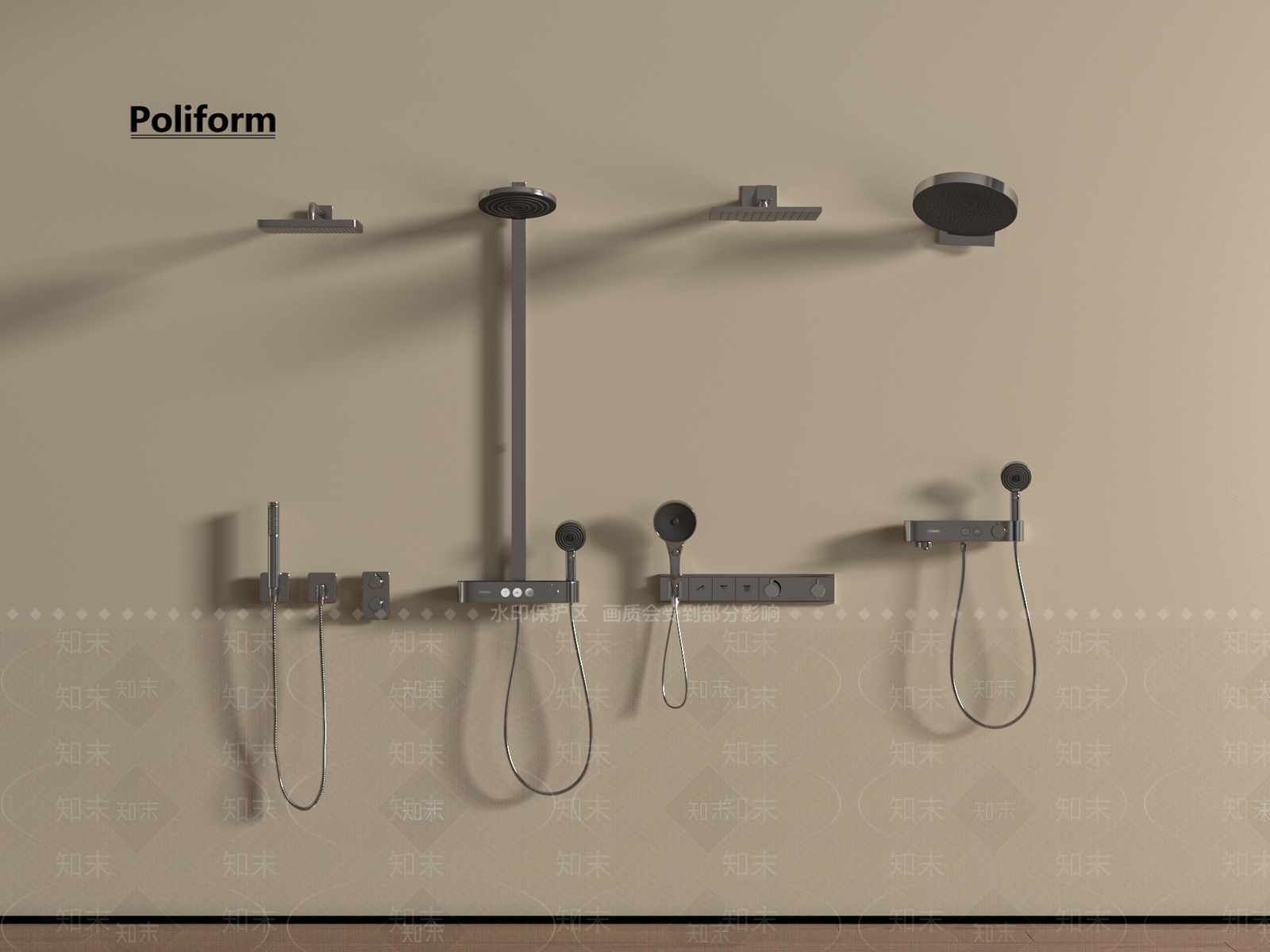 淋浴花洒SU模型下载【ID:1191940055】