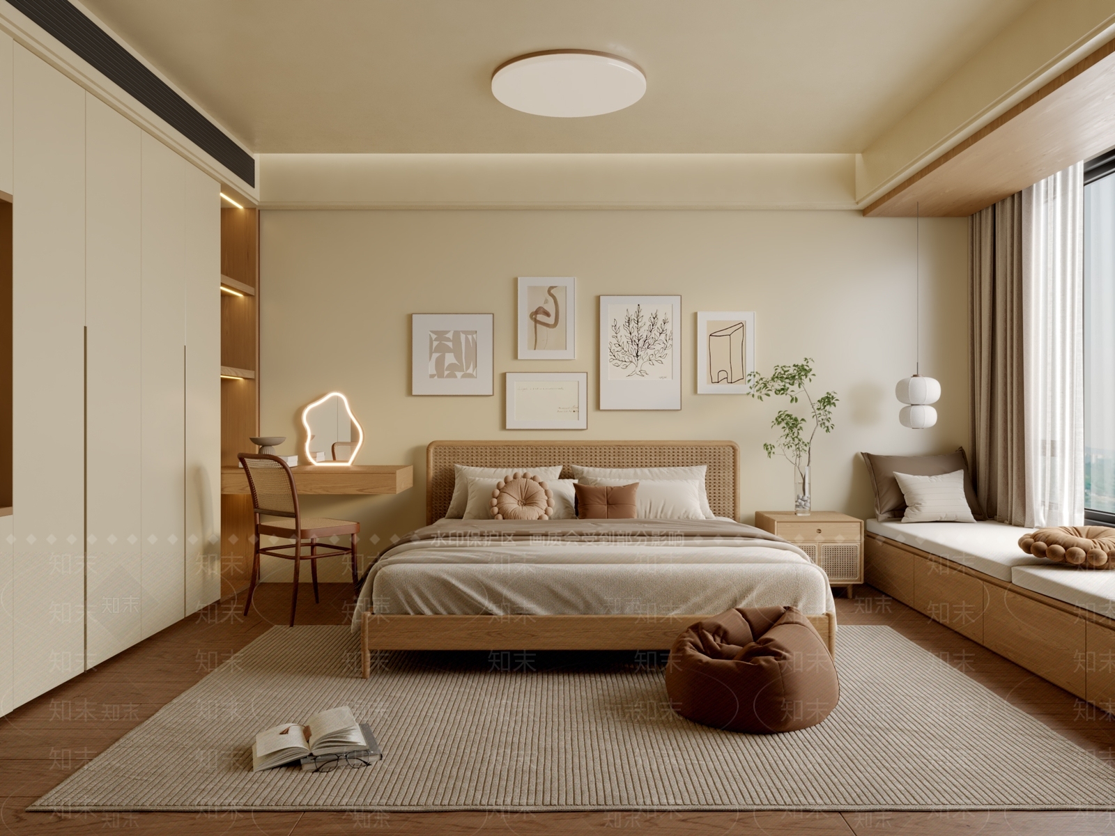 日式原木家居卧室3D模型下载【ID:1191940039】