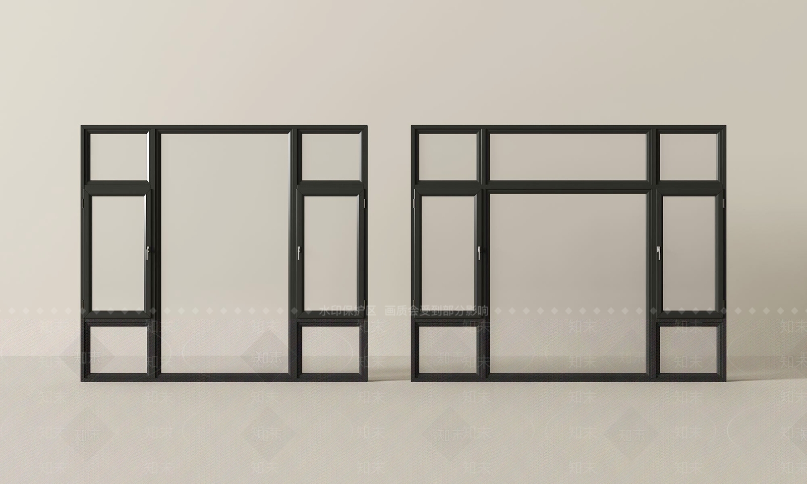 现代落地窗SU模型下载【ID:1191940877】