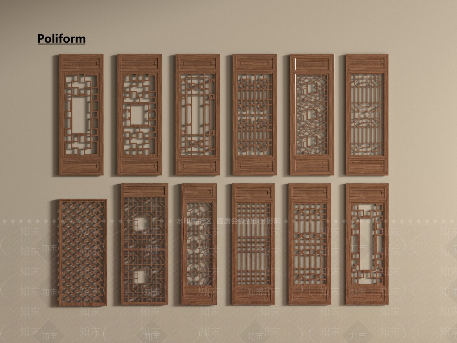 新中式中式镂花窗SU模型下载【ID:1191940416】