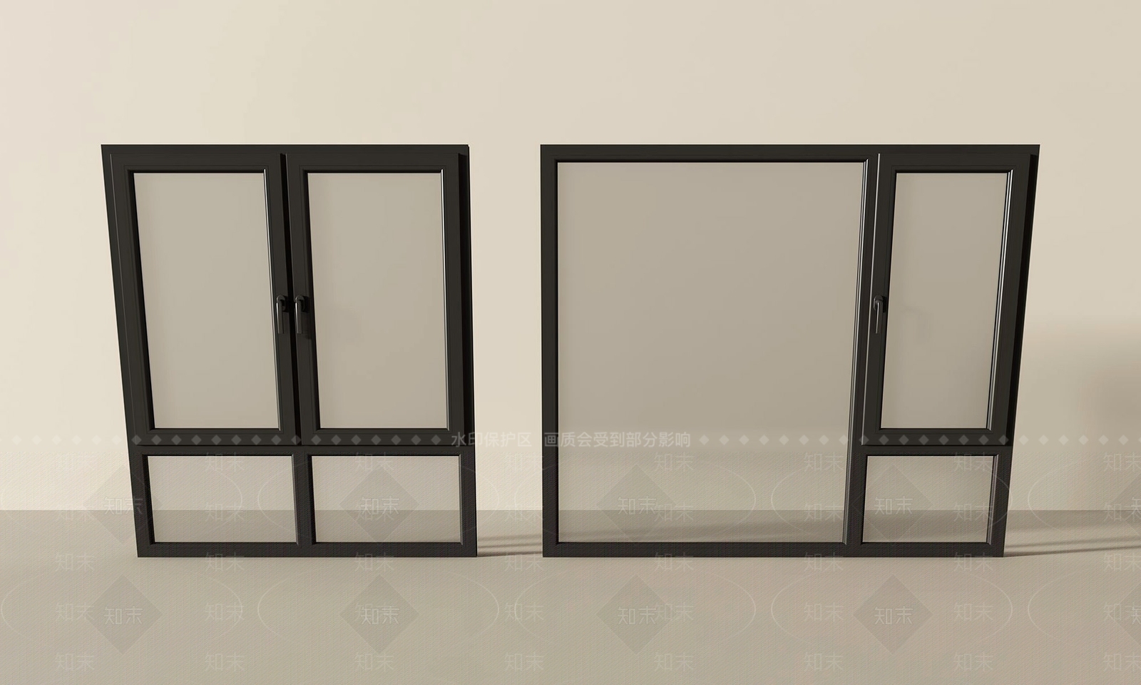 现代平开窗SU模型下载【ID:1191940724】