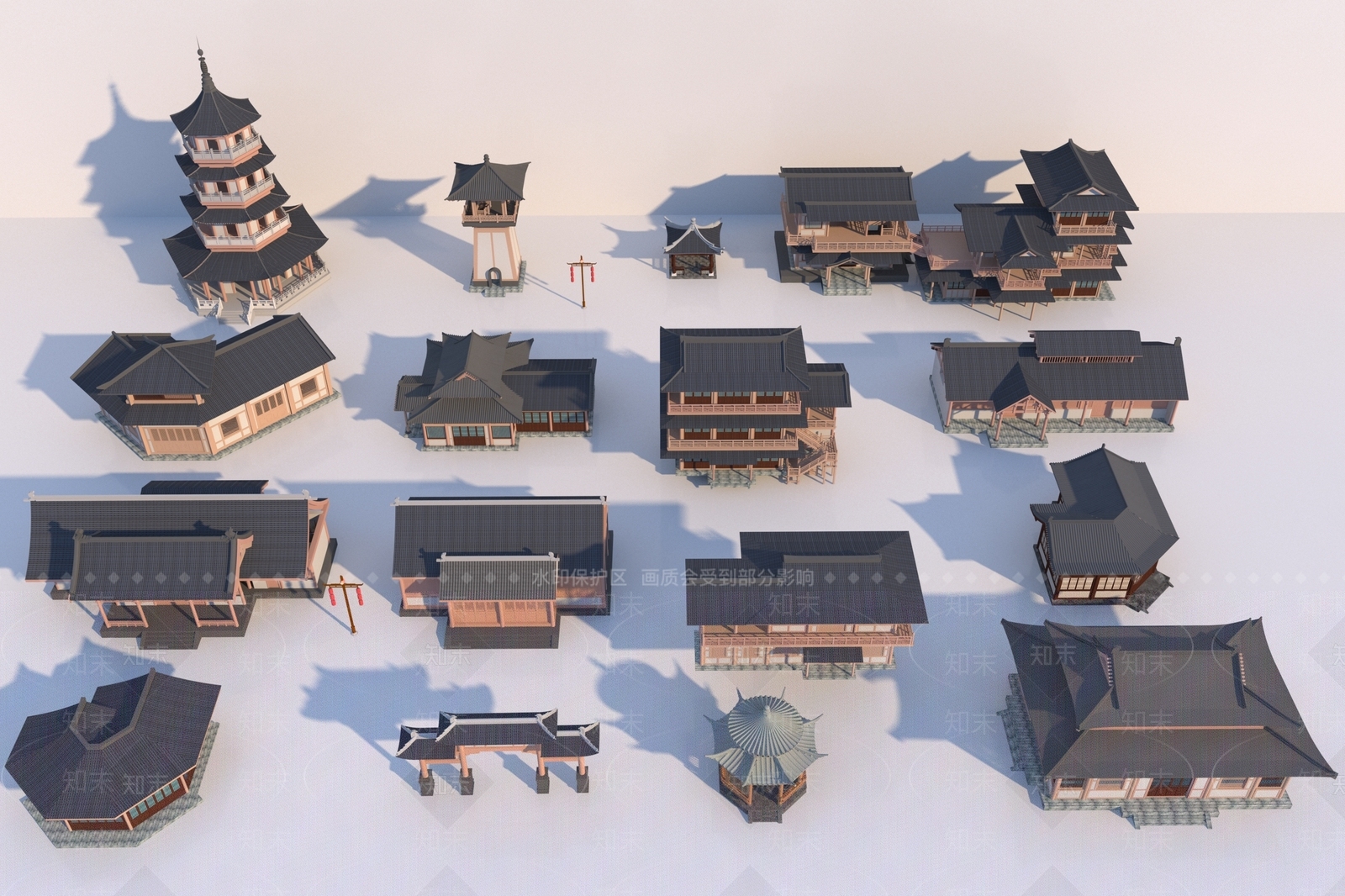 中式古建3D模型下载【ID:1191943236】