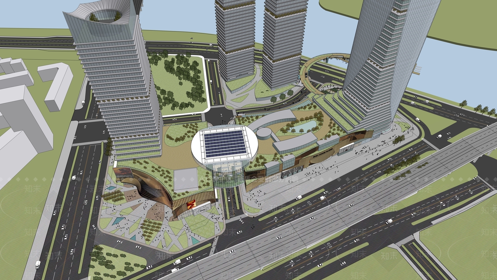 现代商场建筑SU模型下载【ID:1191944092】