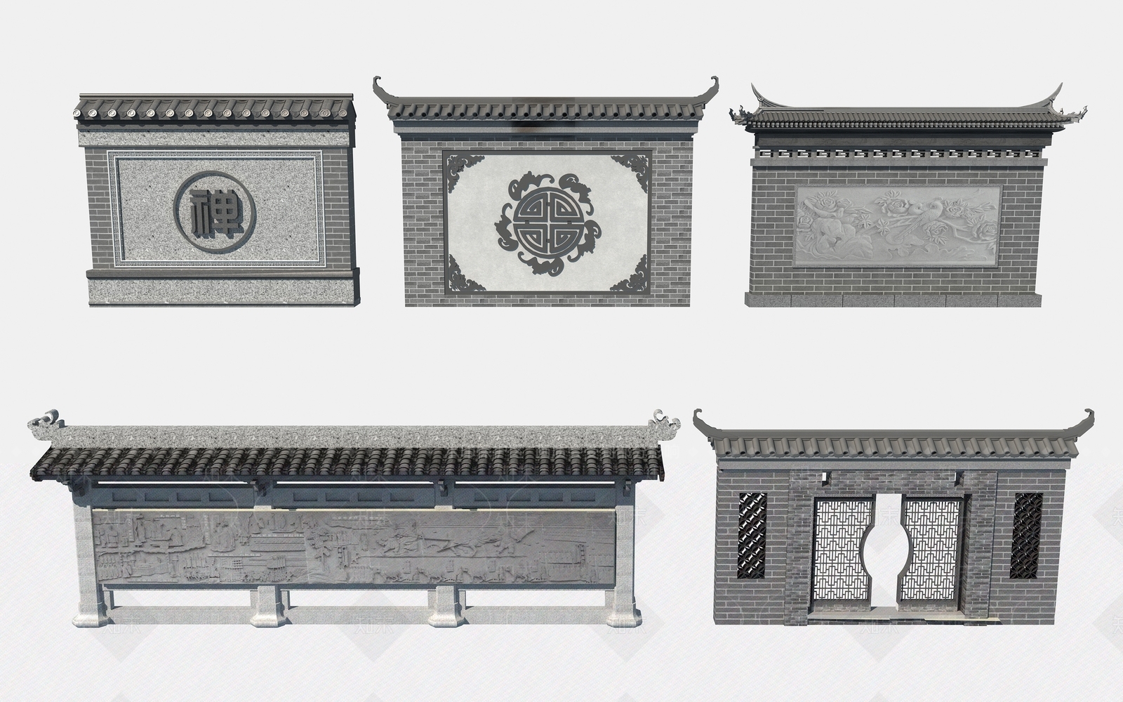 新中式景墙3D模型下载【ID:1191946518】
