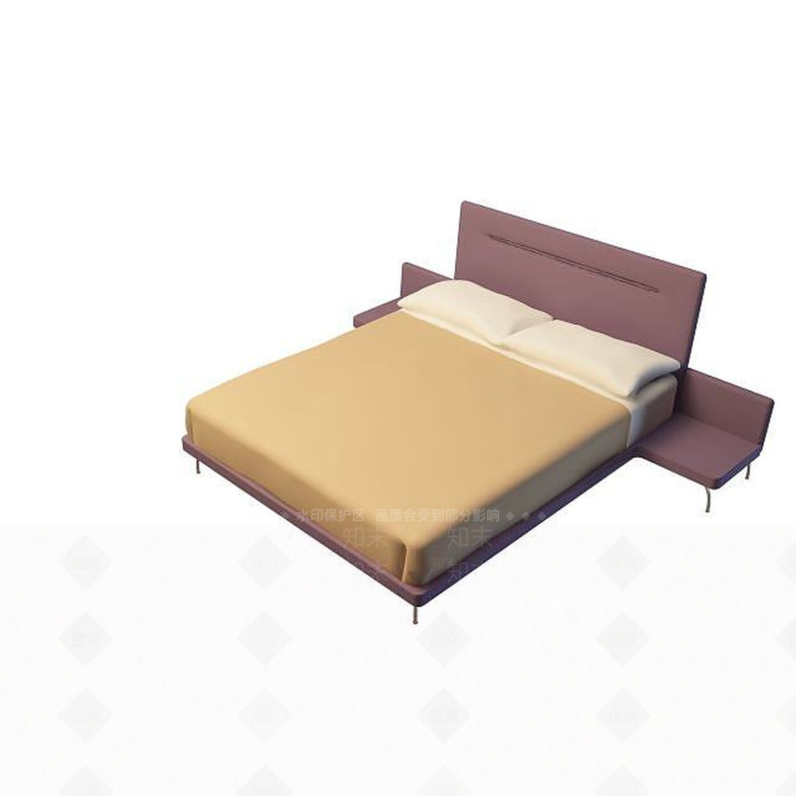现代双人床3D模型下载【ID:1199359145】