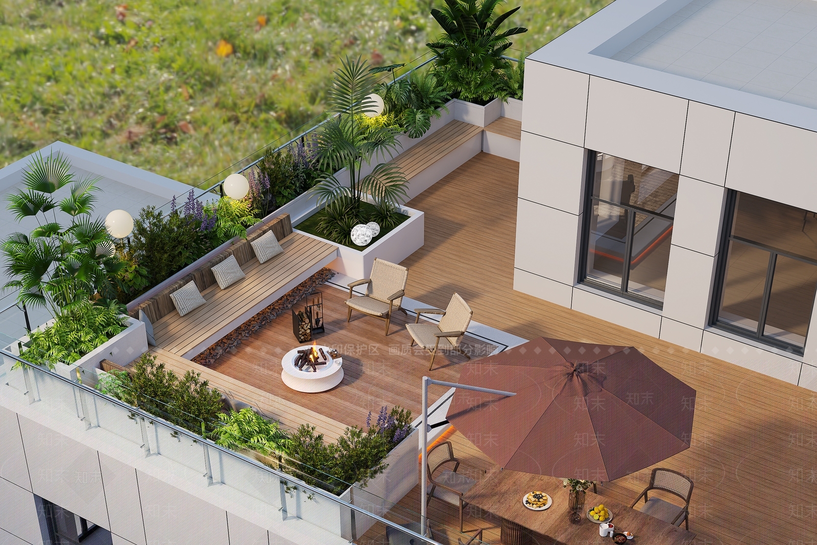 现代屋顶花园3D模型下载【ID:1191950227】