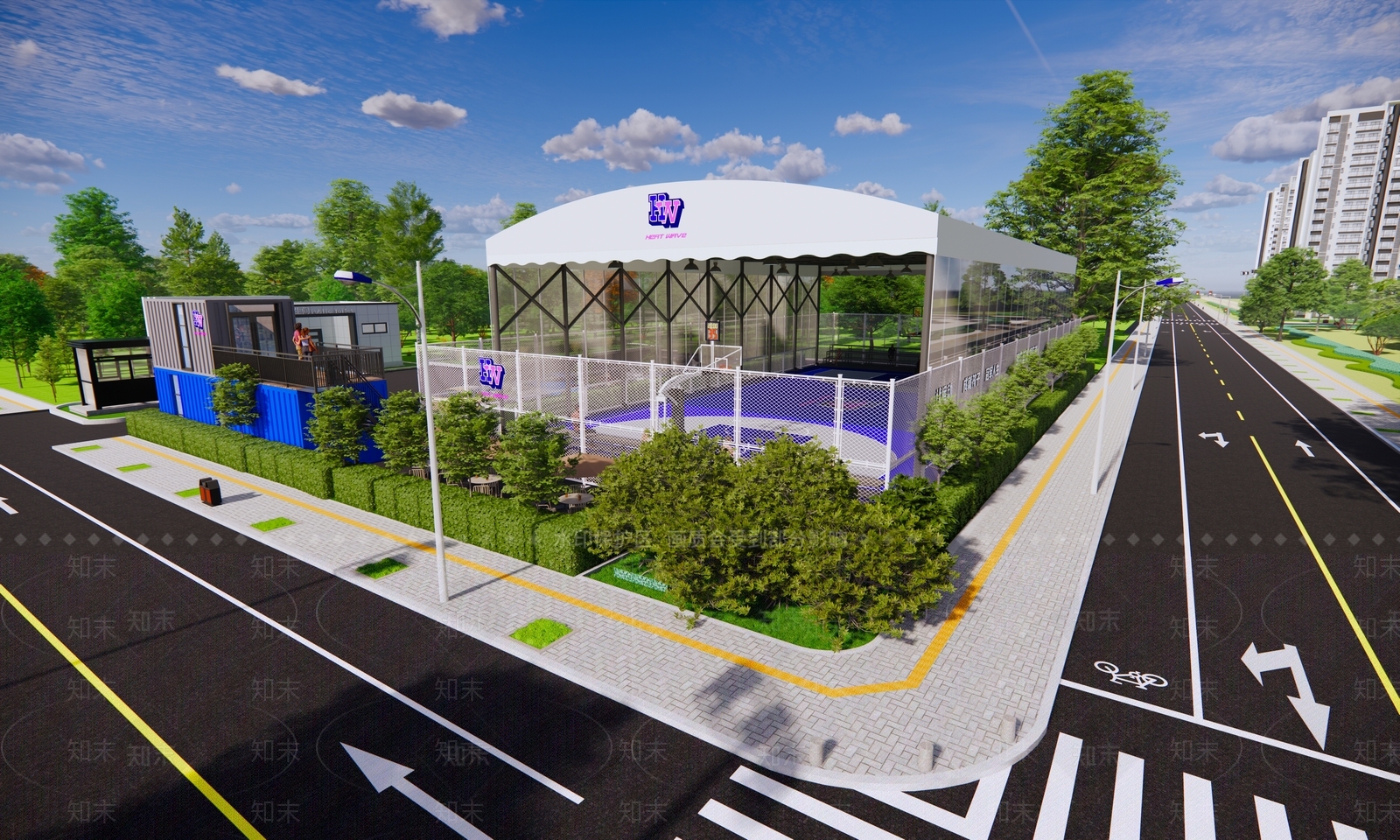 工业现代篮球场SU模型下载【ID:1192105788】