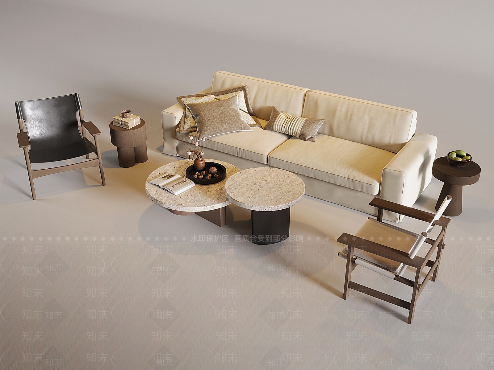奶油多人沙发3D模型下载【ID:1191950625】