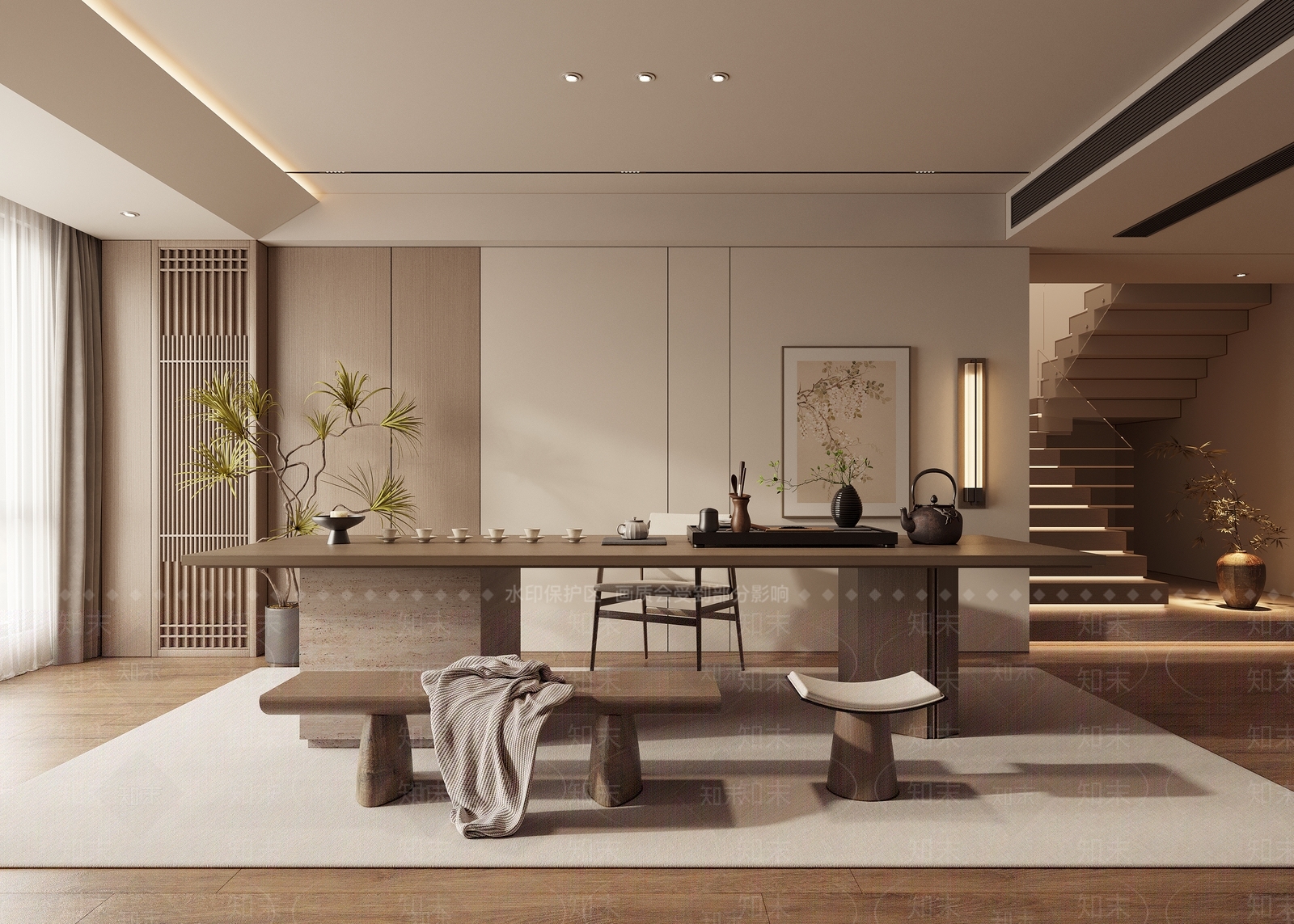 新中式中式茶室SU模型下载【ID:1191952921】