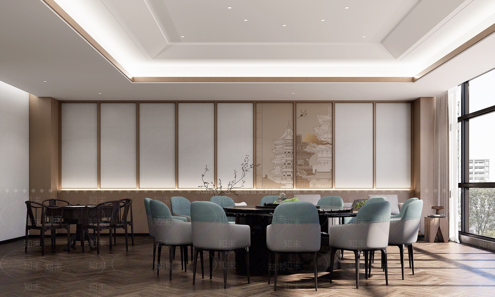 新中式中餐厅SU模型下载【ID:1191954316】