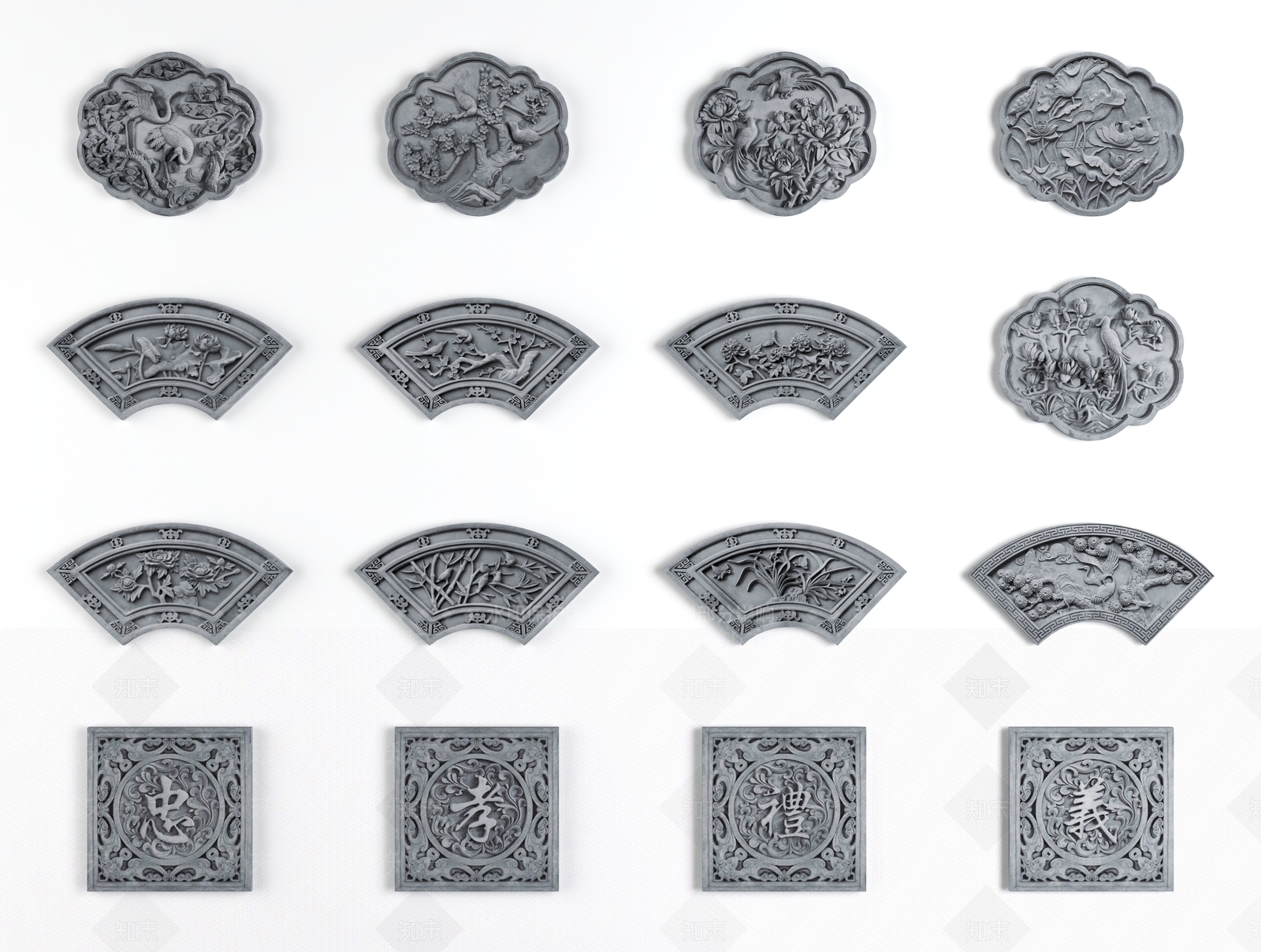 中式雕花3D模型下载【ID:1191954545】