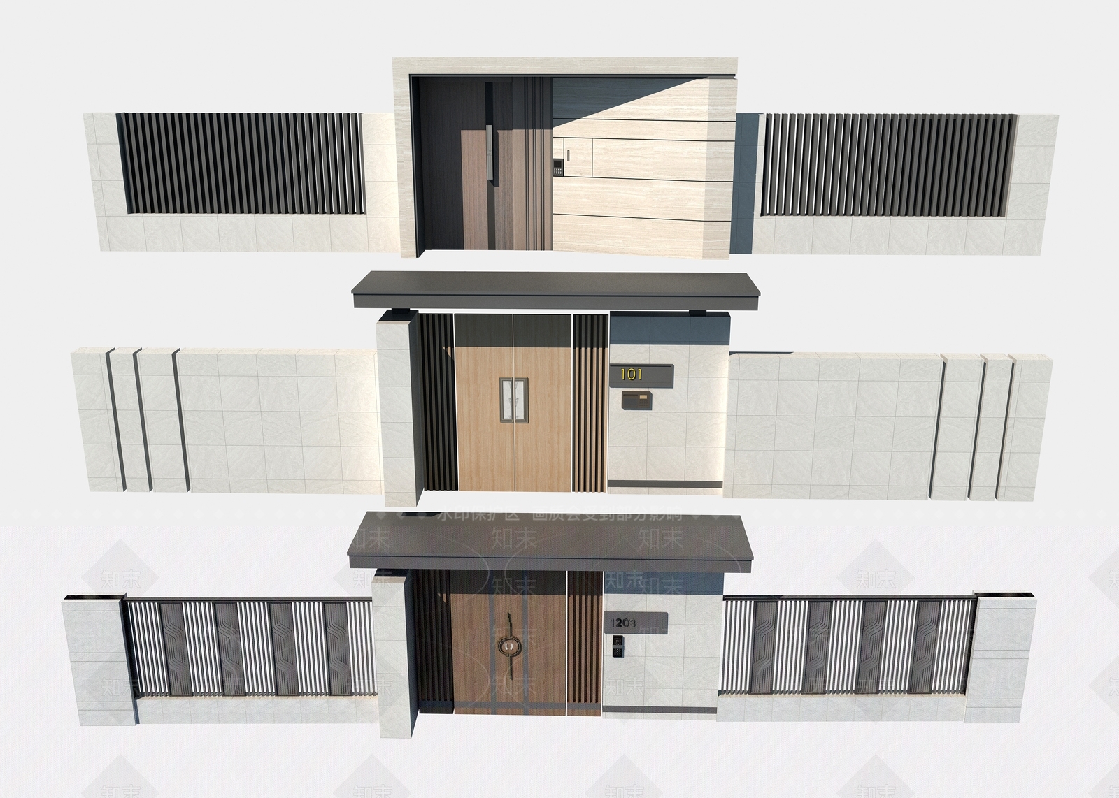 现代围墙3D模型下载【ID:1191954518】