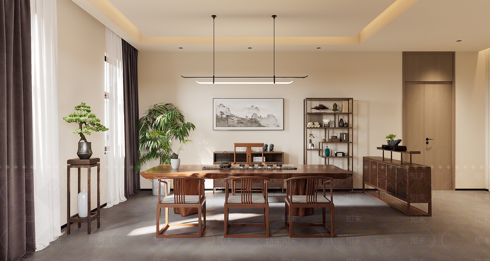 中式新中式办公室3D模型下载【ID:1191956639】