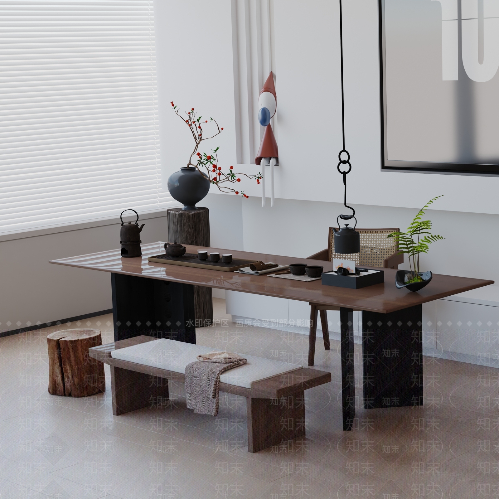 现代茶室3D模型下载【ID:1191958644】