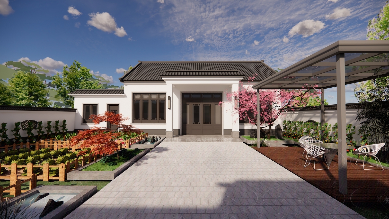 新中式乡村民房SU模型下载【ID:1192064811】