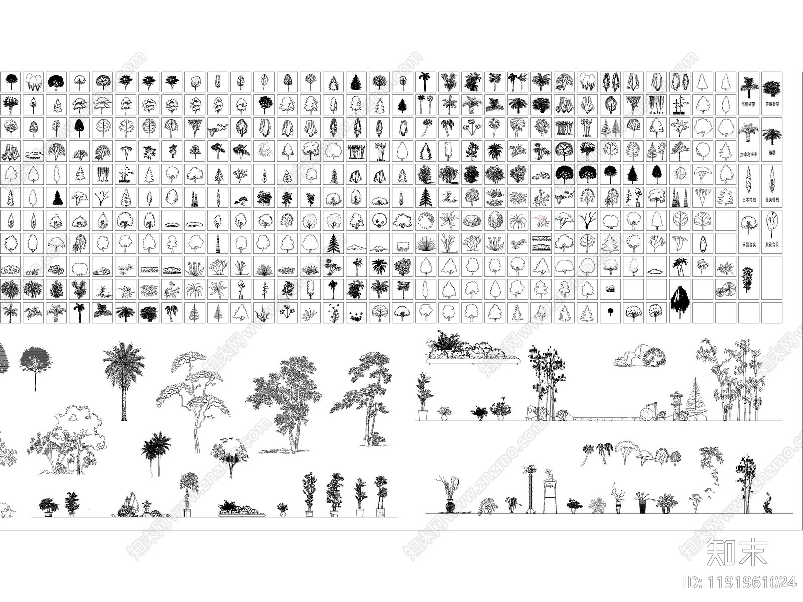 现代综合植物图库cad施工图下载【ID:1191961024】