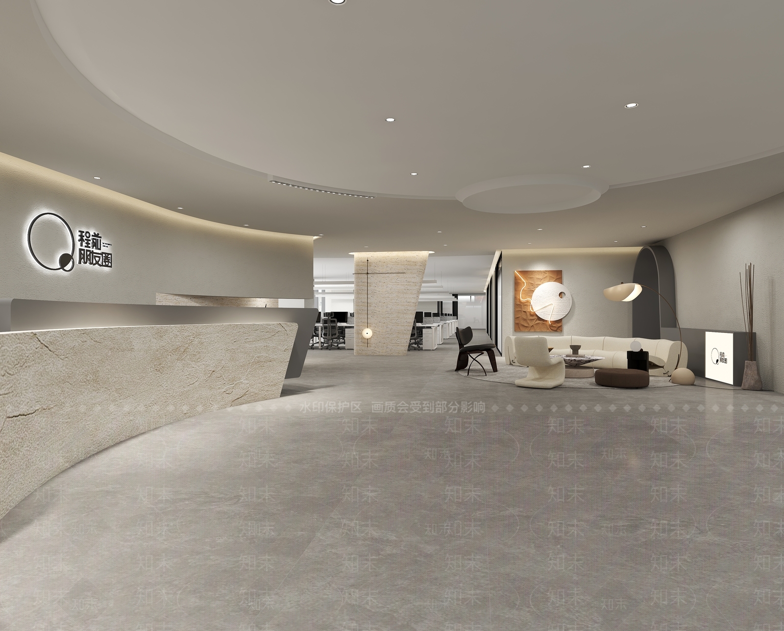 奶油办公大厅3D模型下载【ID:1191963806】
