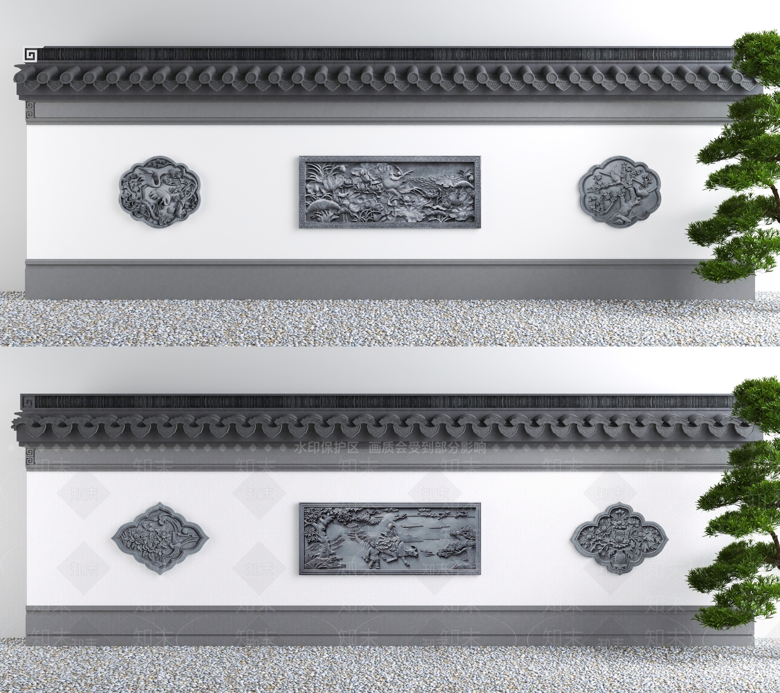 中式围墙3D模型下载【ID:1191963946】